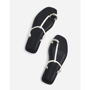 Madewell Dessa Toe Ring Sandal Ivory Leather Silver Hardware NV811 Womens Size 8